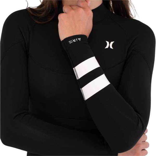 2026 Hurley Womens Air 2mm Mid Long Sleeve Back Zip Shorty Wetsuit WSS0014232 - Black